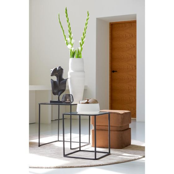 Lofti bijzettafel set van 2 - mat zwart/helder glas