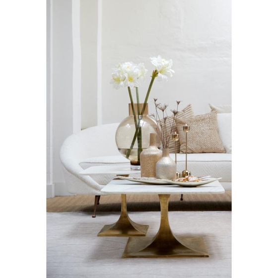 Rickerd salontafel ø70 cm - wit marmer/antiek brons