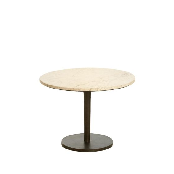 Pazo bijzettafel Ø61 cm - zand-roze marmer/donkerbruin