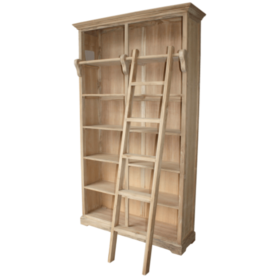 Boekenkast met trap 136x40x235 cm teak naturel van het woonmerk HSM Collection