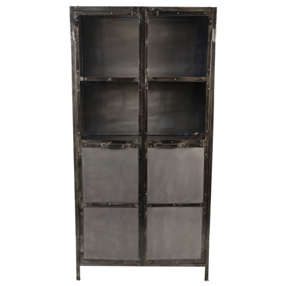 Brooklyn vitrinekast 90x40x180 cm metaal grijs van het woonmerk HSM Collection