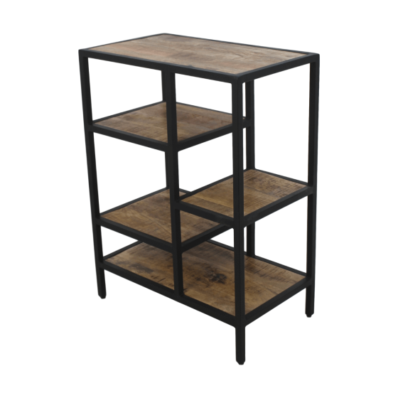 Levels open vakkenkast 60x35x81 cm mangohout naturel/zwart van het woonmerk HSM Collection