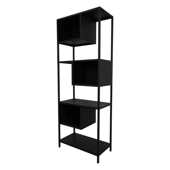 Manhattan open vakkenkast 65x35x175 cm metaal zwart van het woonmerk HSM Collection