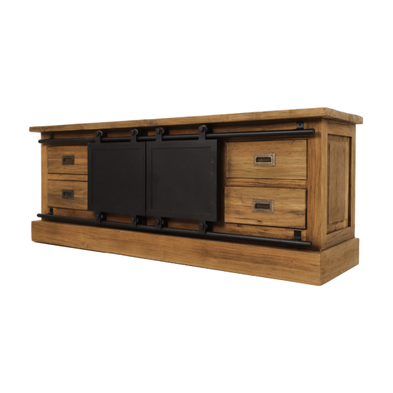 Blackburn tv-meubel 150x40x57 teak/metaal naturel/zwart van het woonmerk HSM Collection