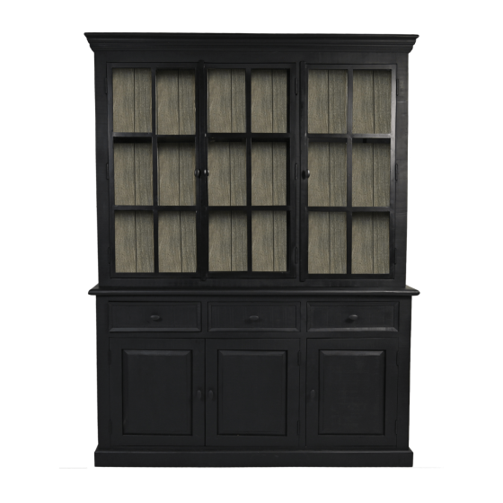 Provence buffetkast 160x45x215 cm mangohout zwart/grijs van het woonmerk HSM Collection.