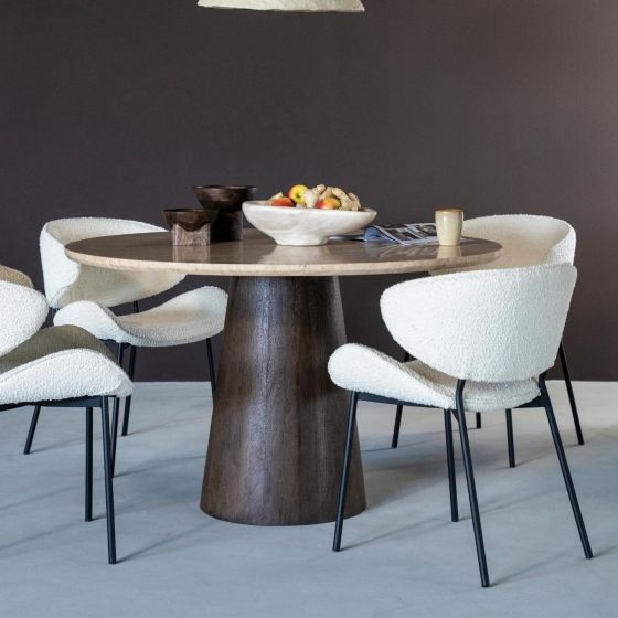 Ronde eettafel Aikin - Ø130x76 cm - travertin