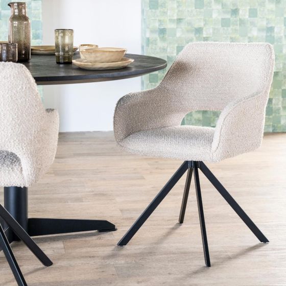 Draaibare eetkamerstoel Fabio - boucle