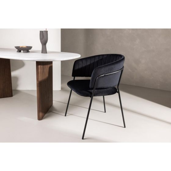 Melsa eetkamerstoel - velvet - zwart