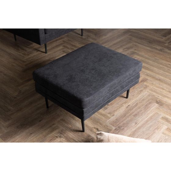 Kira hocker - linnen - zwart