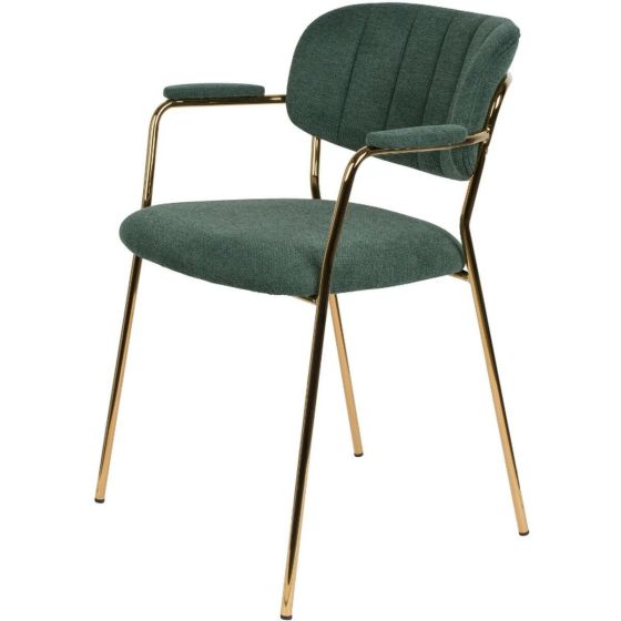 Viken armstoel stof donkergroen - goud onderstel