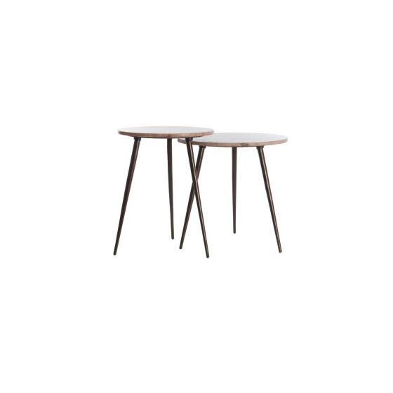 Zeca bijzettafel set van 2 - rood travertin/bruin