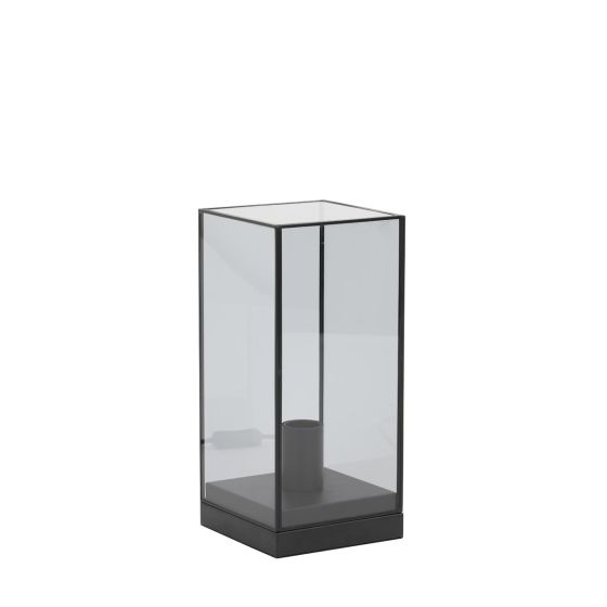Askjer tafellamp 15x15x32,5 cm - mat zwart/smoke glas