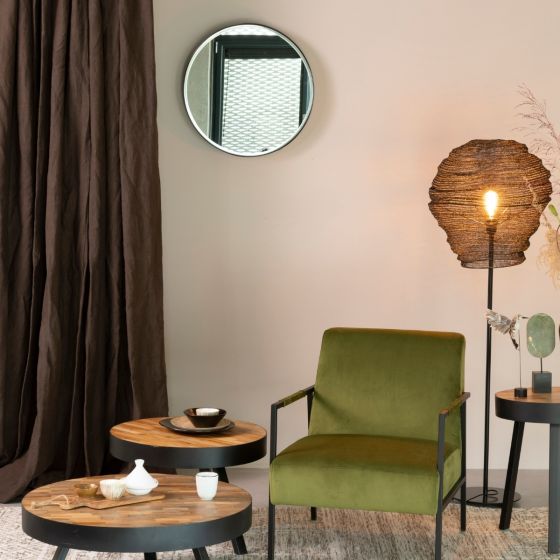 Janice ronde spiegel M - zwart - OUTLET B