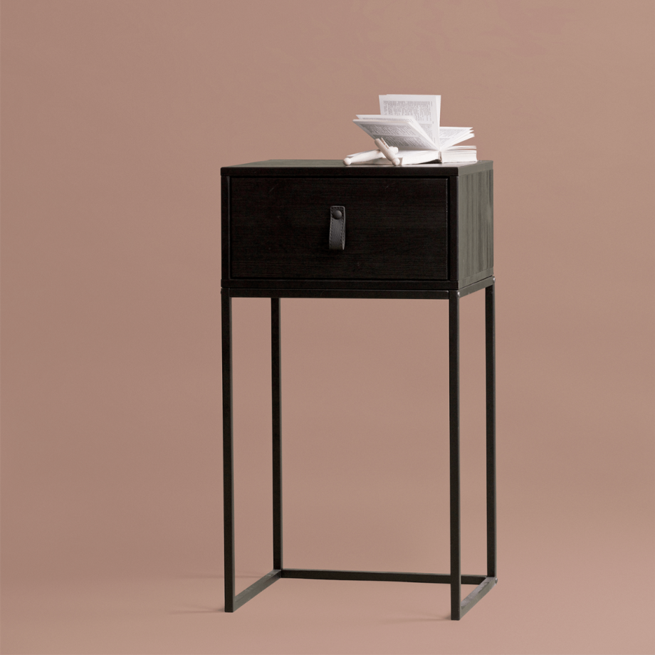 Woood Zola nachtkastje met lade zwart