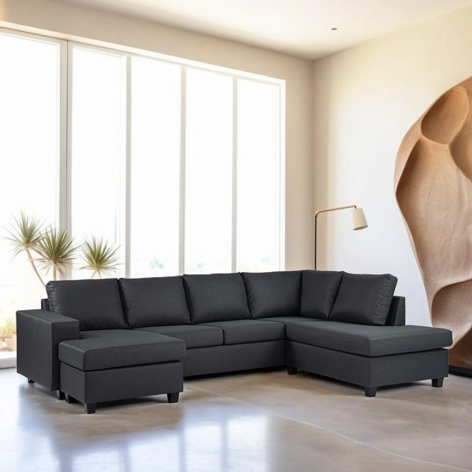 Vurna Nola 3-zits hoekbank rechts stof - antraciet