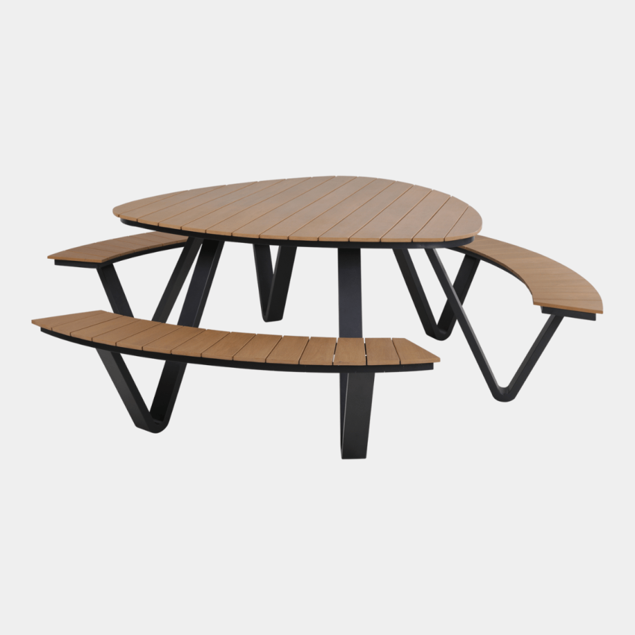 Arezzo picknickset driehoek polywood teaklook van het woonmerk Les