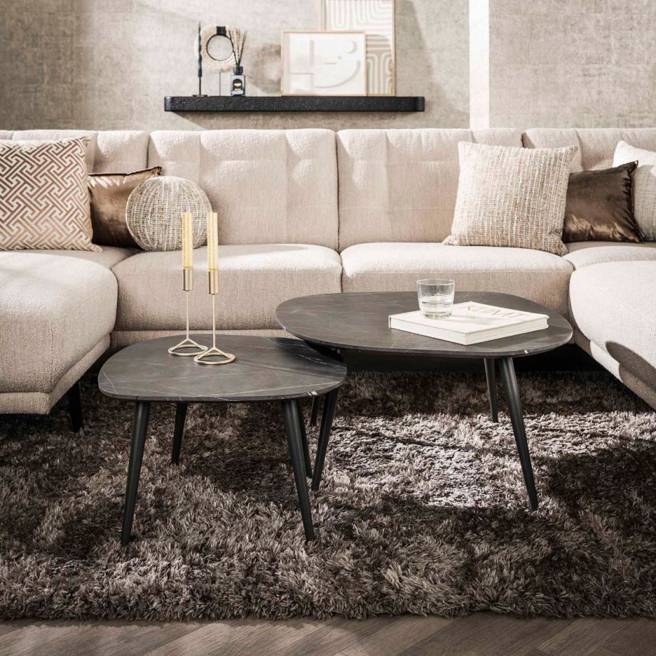 Fraaai Connie salontafel set van 2 organisch - zwart/bruin