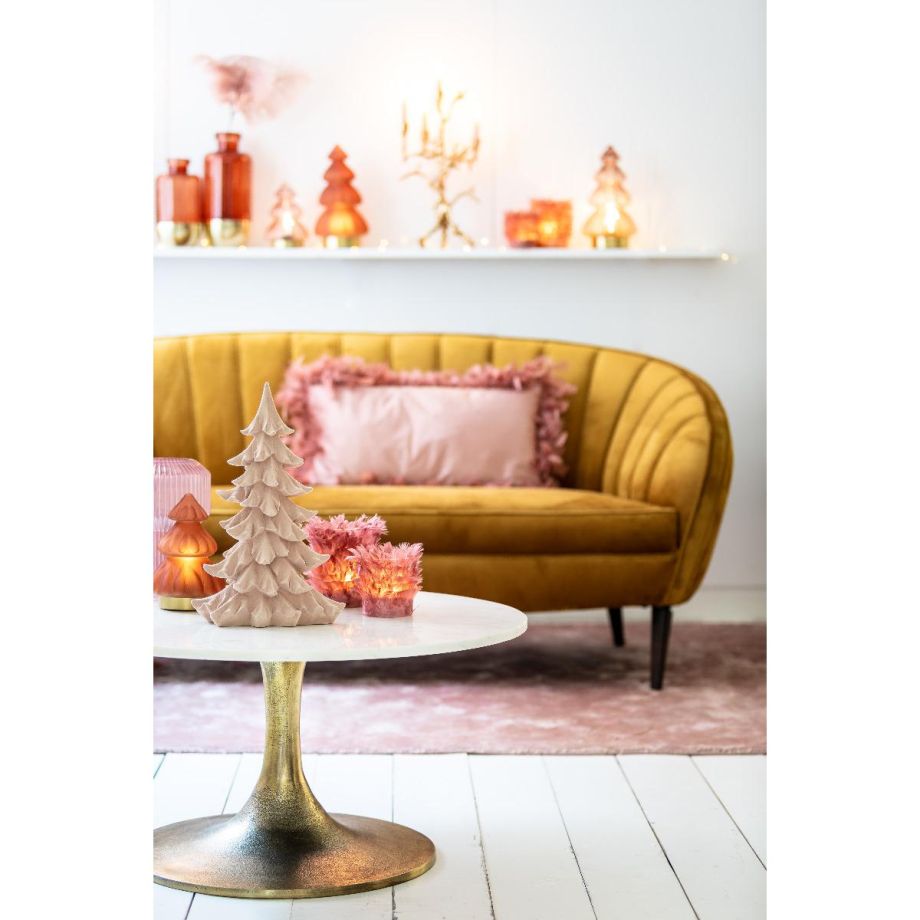 Light & Living Rickerd salontafel Ø76x36 cm - wit marmer+antiek brons