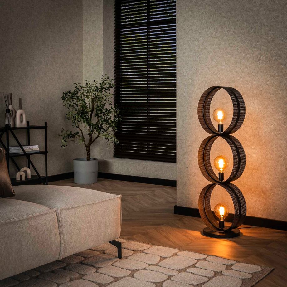 Fraaai Guus vloerlamp 3L ring geperforeerd - charcoal
