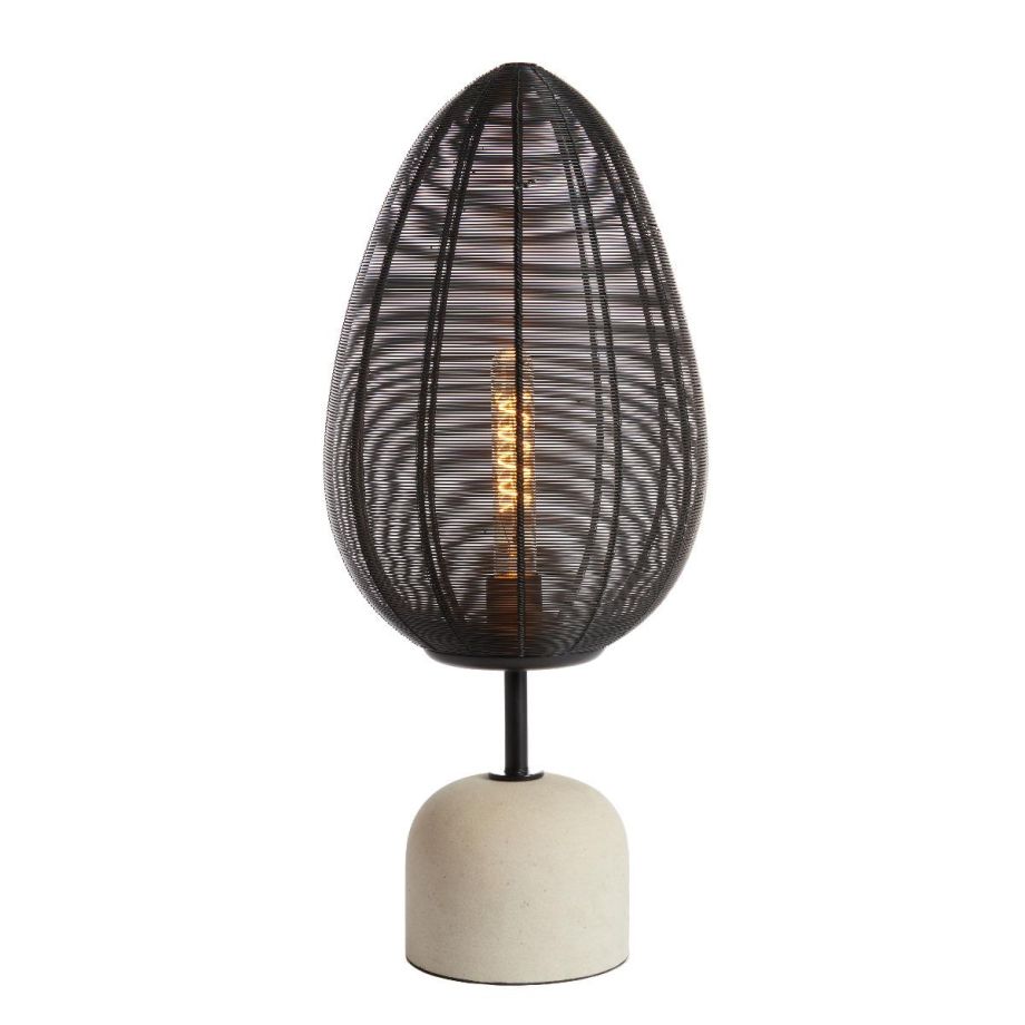 Light & Living Joley tafellamp Ø26x61 cm - mat zwart/wit marmer