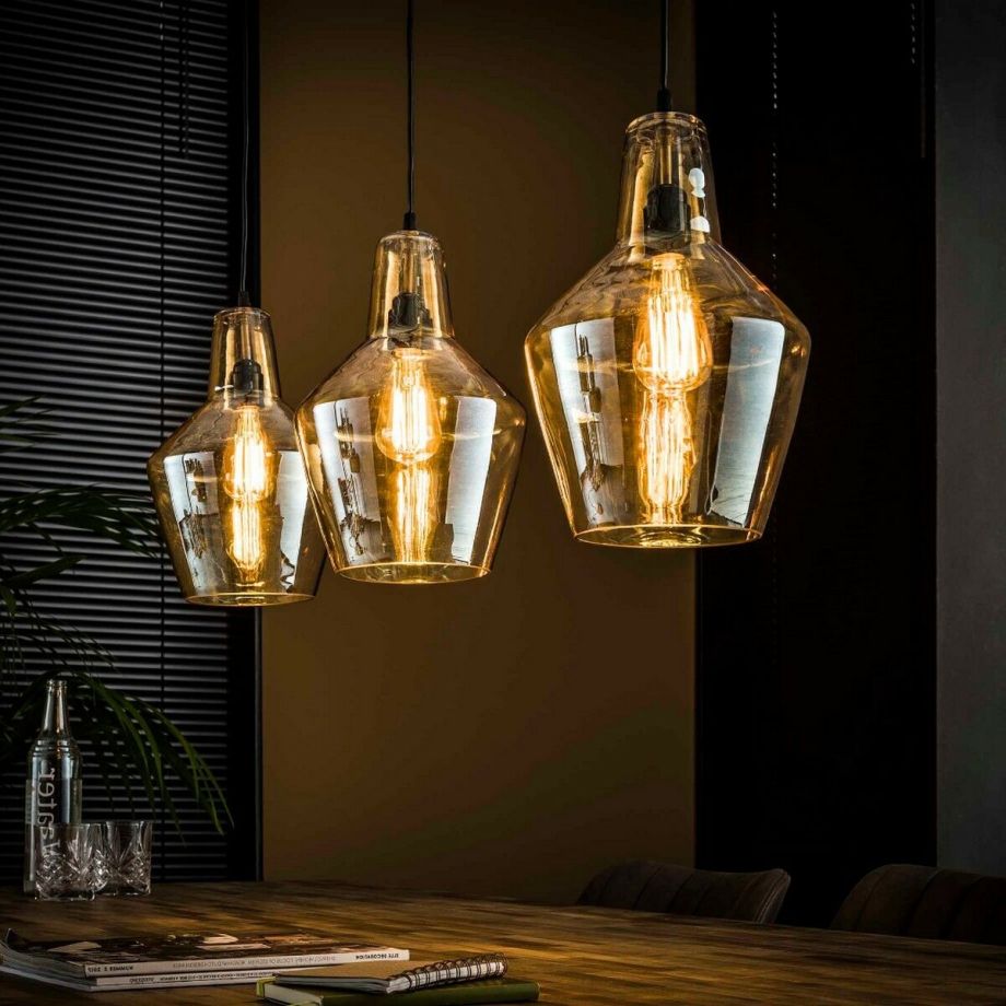 Fraaai Amber hanglamp 3L kegel 