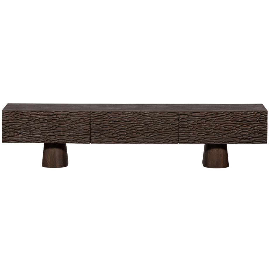 Woood Crumble carved tv-meubel mangohout - walnoot