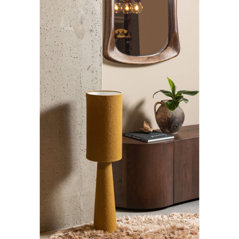 Woood Loft vloerlamp metaal/bouclé 130xø30 cm