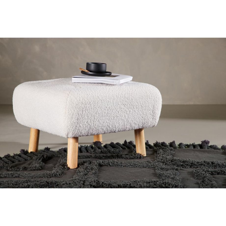 Svea Kai poef - teddy - wit