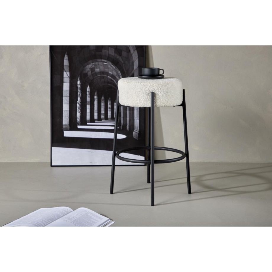 Svea Soko barkruk 70 cm - boucle - wit