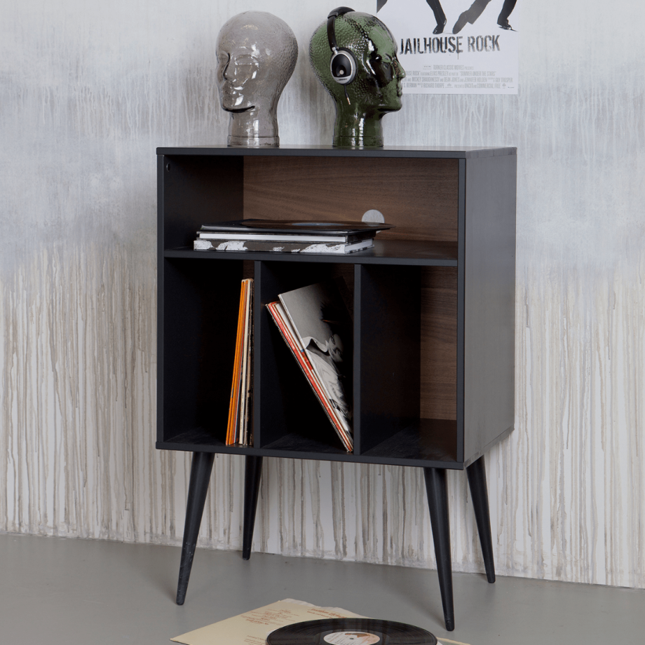 Woood James kastje noten/zwart 83x60x44cm