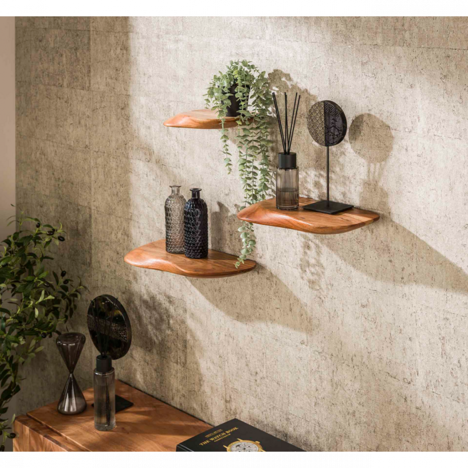 Fraaai Boka organische wandplank - set van 3 - naturel