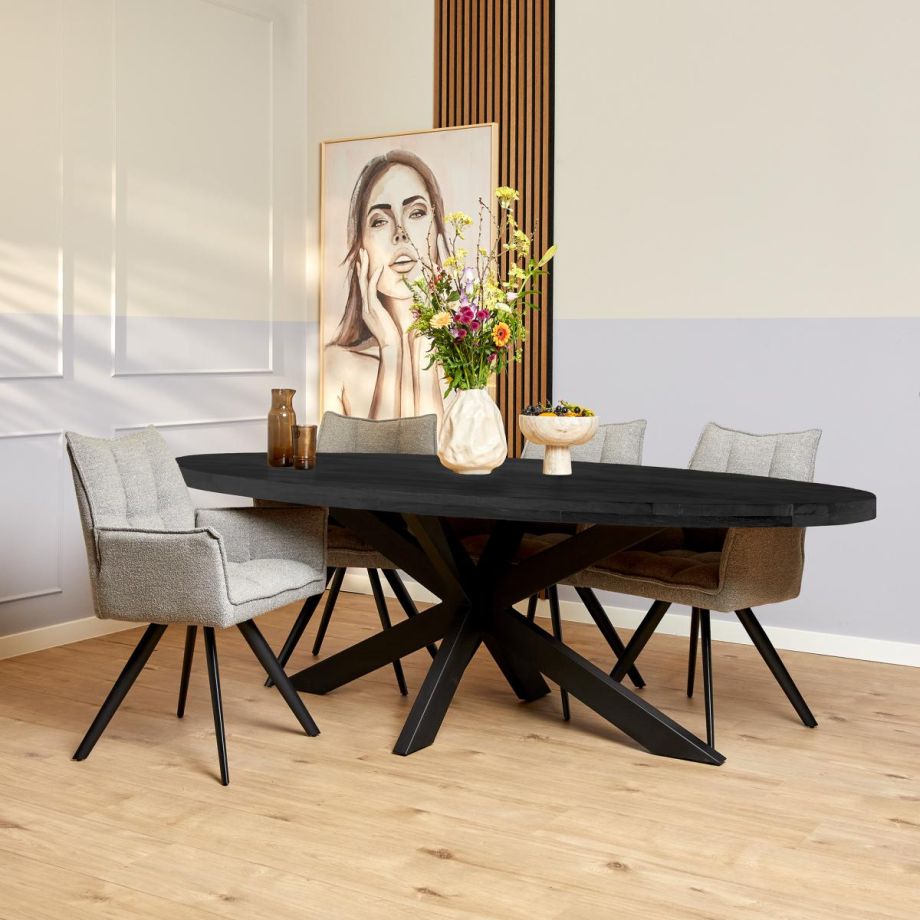 Starfurn Ovale eettafel Denver - 240 cm - zwart
