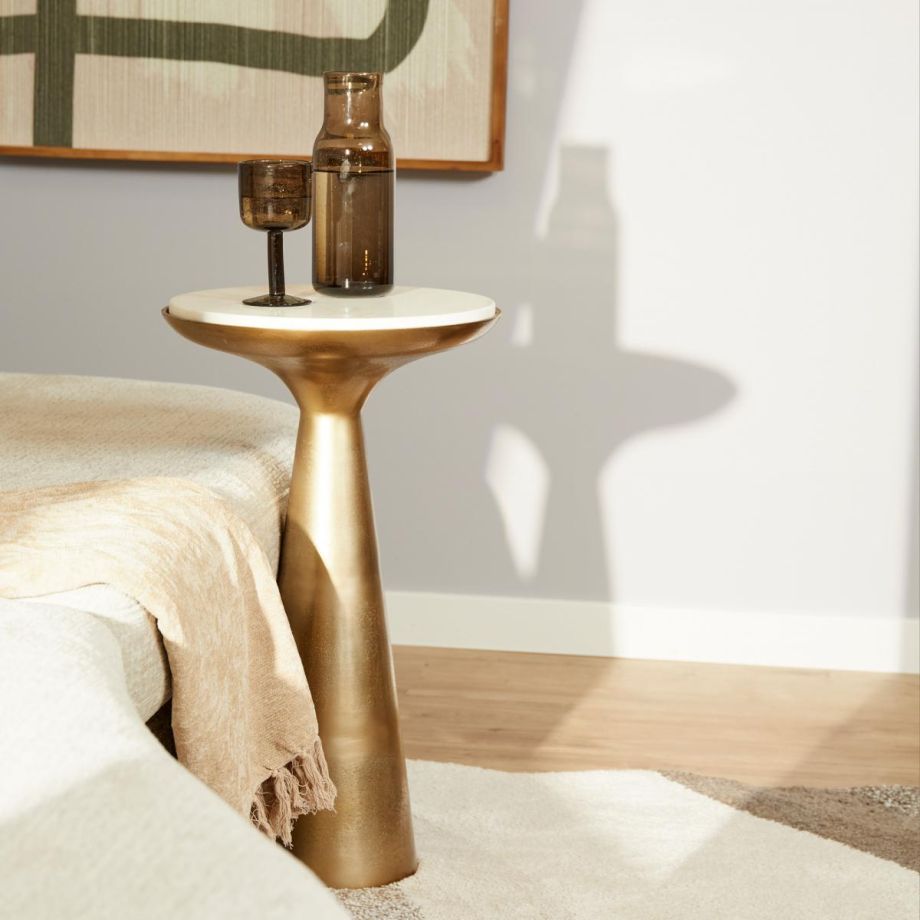 Starfurn Bijzettafel Essy Ø38 cm - wit marmer