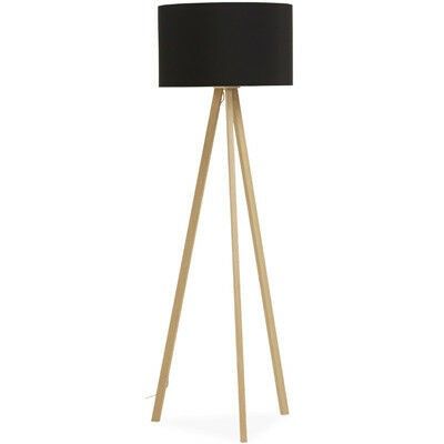 Vloerlamp Flori naturel-zwart