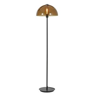 Mellan vloerlamp - mat zwart/glas bruin