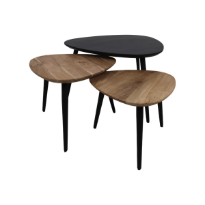 Zurich salontafel ø70/ø50/ø45 acaciahout naturel/zwart | set van 3