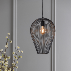 Abby hanglamp Ø31x40 cm mat zwart