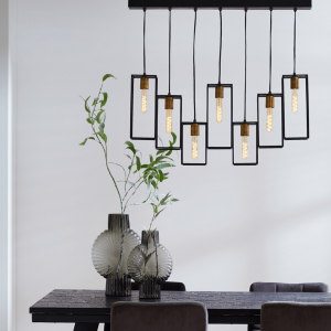Marley hanglamp 7L mat zwart/antiek brons van het woonmerk Light&Living