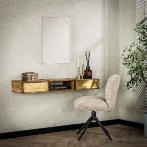 Kelsie kaptafel 2L - brass/massief mango bruin