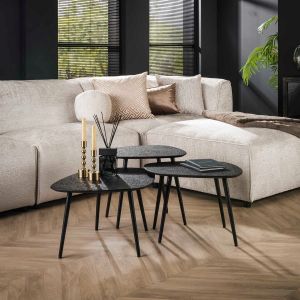 Kiran organische salontafels - set van 3 - metallic - grijs
