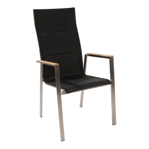 Stapelstoel hoge rug Marmaris RVS - zwart