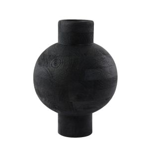 Barumi vaas deco Ø33x45 cm - hout mat zwart