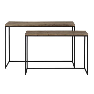 Camasca sidetable set van 2 - zwart/hout