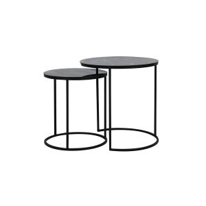Tabun bijzettafel set van 2 - glas antiek/mat zwart