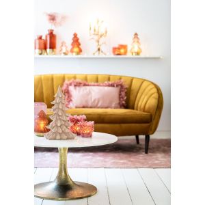 Rickerd salontafel Ø76x36 cm - wit marmer+antiek brons