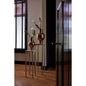 Kanae zuil set van 2 - travertin zand/antiek brons