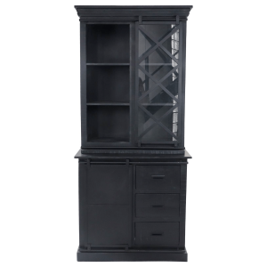 Melbourne vitrinekast 95x45x195 cm mangohout zwart