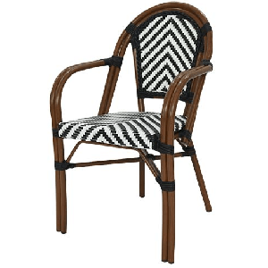 Thobias armstoel zwart/wit gestreept