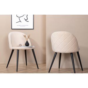 Svea Zako eetkamerstoel - ruitpatroon - velvet - beige