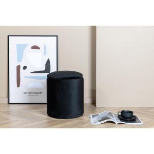 Zara poef - velvet - zwart